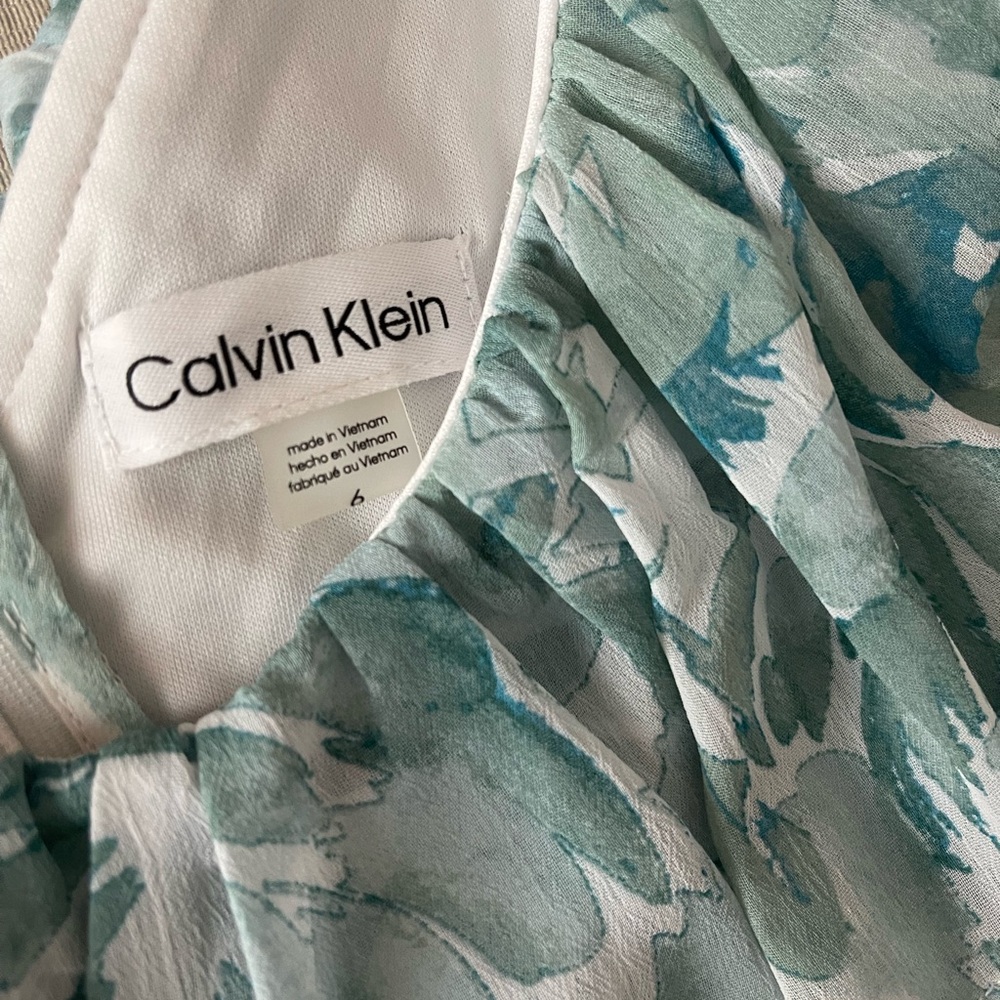 Calvin Klein Teal and White Floral Maxi Dress - Picture 6 of 7